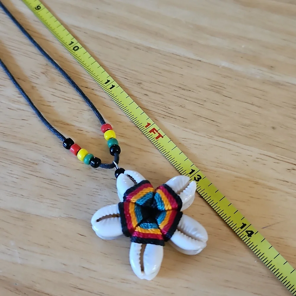 Multicolor BOHO RASTA Shell Pendant Necklace - Picture 3 of 4